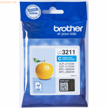 Brother Brother Tintenpatrone LC-3211C Cyan (ca. 200 Seiten)