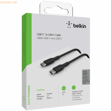 Belkin Belkin USB-C/USB-C Kabel PVC, 1m, schwarz