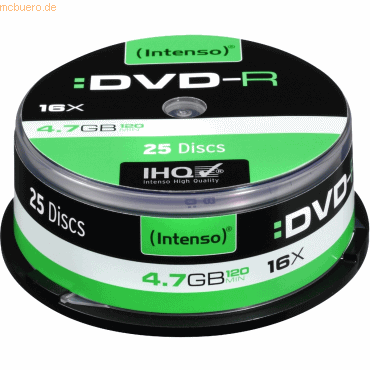 4034303004331 - 7GB 16x Speed DVD-R 12cm 1x25 Intenso DVD-R 47GB 16x Speed Cakebox 4101154 4034303004331