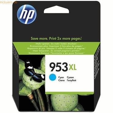 Hewlett Packard HP Tintenpatrone Nr. 953 F6U12AE Cyan (ca. 630 Seiten)