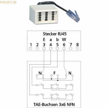 Metz Connect Adapter UAE - RJ45 Stecker auf TAE NFN , 0,1m