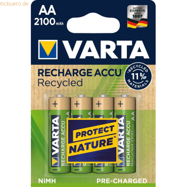 Varta VARTA Recharge Akku Recycled AA Mignon 4er 2100mAh