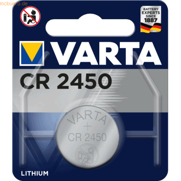 Varta VARTA Lithium Coin, Knopfzellenbatterie, CR2450, 3V, 1Stk