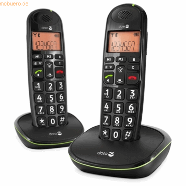 7322460055646 - DORO PhoneEasy 100W Duo - Schnurlostelefon mit Anruferkennung - DECTGAP - Schwarz + 1 Zusätzliche(s) Handset(s) (380100)