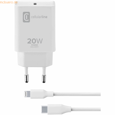 Cellularline Cellularline USB-C CHARGER KIT APPLE C2L 20W, weiß