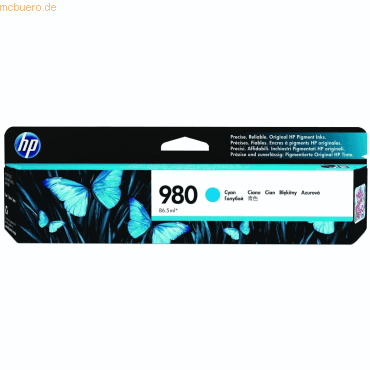 Hewlett Packard HP Tintenpatrone Nr. 980 Cyan (ca. 6.600 Seiten)