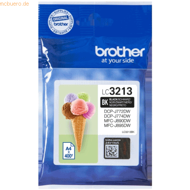 Brother Brother Tintenpatrone LC-3213BK Schwarz (ca. 400 Seiten)