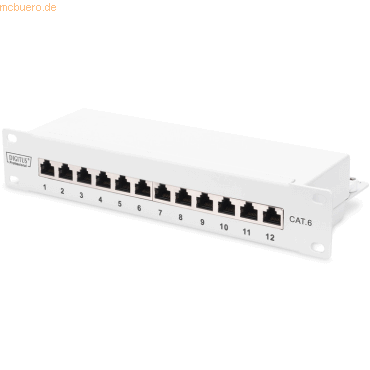 4016032444909 - ASSMANN DIGITUS 1HE CAT 6 Klasse E Patch Panel geschirmt 12-Port RJ45 DN-91612S-G