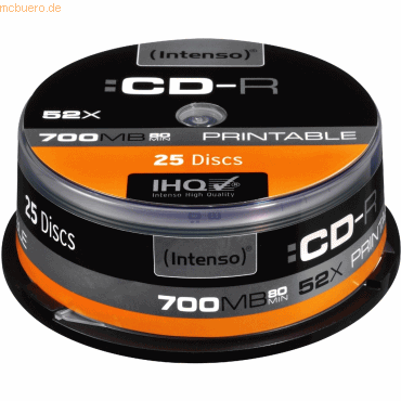 Intenso International Intenso CD-R 700MB/80 Min. 52x Printable Cake Bo