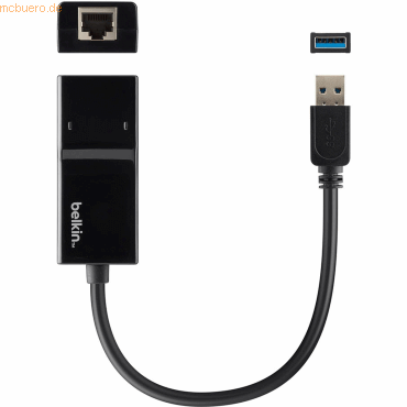 0722868950647 - B2B048 - usb-a 30 zu Gigabit Ethernet Adapter (kompatibel mit Nintendo Switch) schwarz - Belkin