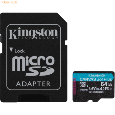 Kingston Technology Kingston 64GB microSDXC Canvas Go Plus 170R A2 U3