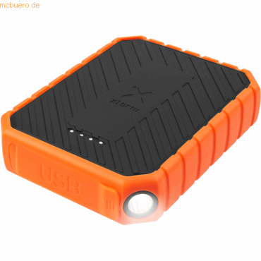 8718182275032 - Xtorm by A-Solar Rugged 10000 Powerbank 10000 mAh Quick Charge 30 Power Delivery LiPo USB-A USB-C® Orange Schwarz Outdoor Taschenlampe Statusanzeige