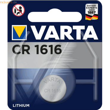 Varta VARTA Knopfzellenbatterie Electronics CR1616 Lithium