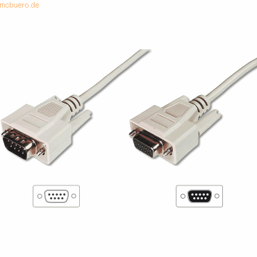 4016032301486 - - Serielles Anschluss-Kabel - D-Sub 9 zu D-Sub 9 - Stecker zu Buchse - 50m - Verlängerungskabel - Beige