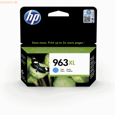 Hewlett Packard HP Tintenpatrone Nr. 963XL 3JA27AE Cyan (ca. 1.600 Sei