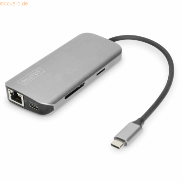 Assmann DIGITUS 8-Port USB-C Dock 2xUSB3.0,RJ45,2xHDMI,PD,1xSD/microS