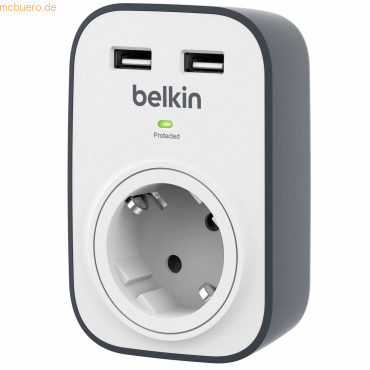 Belkin Belkin Surge Plus Überspannungsschutz, 1-Fach mit 2x USB, 2,4A