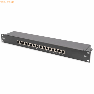 4016032440253 - ASSMANN DIGITUS 1HE CAT 6 Klasse E Patch Panel geschirmt 16-Port RJ45 DN-91616S-B