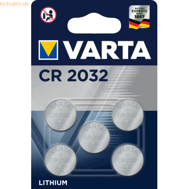 Varta VARTA Knopfzellenbatterie Electronics CR2032 Lithium 5er-Pack