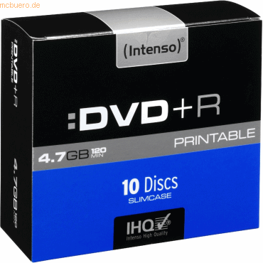 4034303004652 - - 10 x DVD+R - 47 GB 16x - mit Tintenstrahldrucker bedruckbare Oberfläche - Slim Jewel Case 4034303004652 - - 10 x DVD+R - 47 GB 16x - mit Tintenstrahldrucker bedruckbare Oberfläche - Slim Jewel Case
