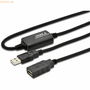 Assmann DIGITUS USB 2.0 Aktives Verlängerungskabel 10m schwarz