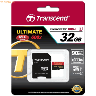 Transcend Transcend 32GB microSDHC Class 10 UHS-I + SD-Adapter