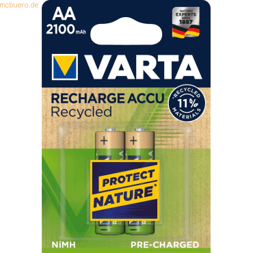 Varta VARTA Recharge Akku Recycled AA Mignon 2er 2100mAh