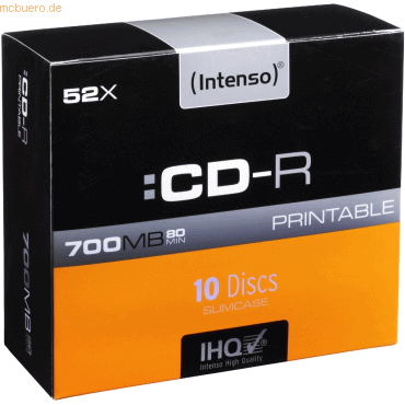 Intenso International Intenso CD-R 700MB/80 Min. 52x Printable Slim Ca