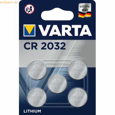 Varta VARTA Knopfzellenbatterie Electronics CR2032 Lithium 5er-Pack