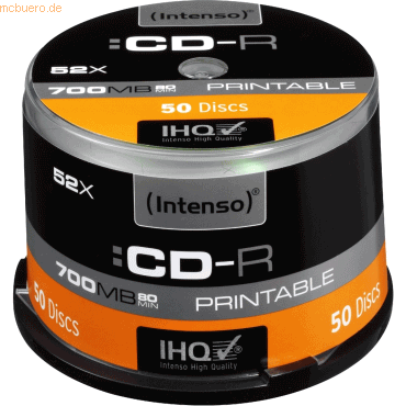 Intenso International Intenso CD-R 700MB/80 Min. 52x Printable Cake Bo