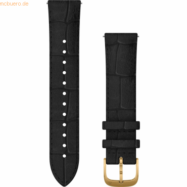 0753759243654 - Ersatzarmband 20mm Leder Schwarz Gold Schnalle 0753759243654 - Ersatzarmband 20mm Leder Schwarz Gold Schnalle