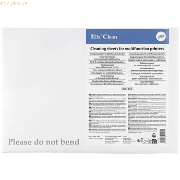 Elix Clean Reinigungsblätter für Laserdrucker und Kopierer VE=25 Stück