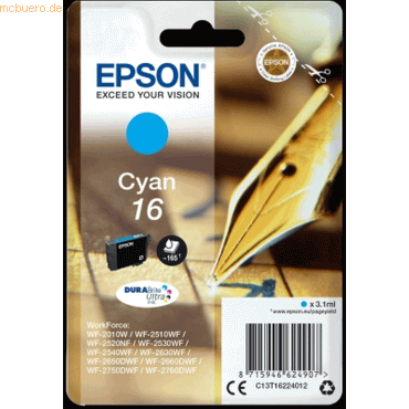 Epson Tintenpatrone Original Epson T1622 cyan