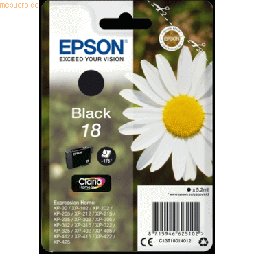 Epson Tintenpatrone Original Epson T1801 schwarz