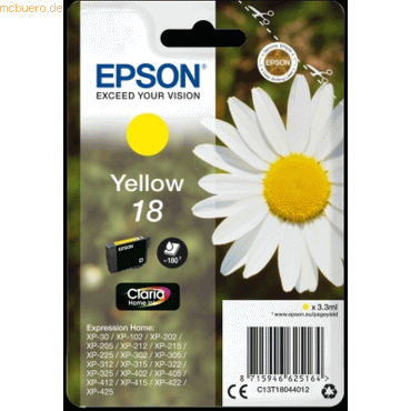 Epson Tintenpatrone Original Epson T1804 yellow