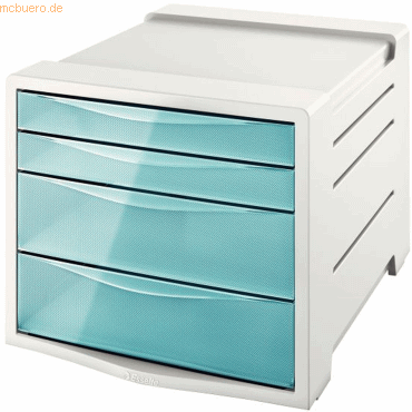 Esselte Schubladenbox Colour’Ice PS 4 Schubladen hellgrau/blau