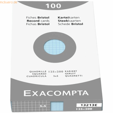 3130630132189 - Karteikarten 13218E blau A5 kariert 205g  3130630132189 100 Stück