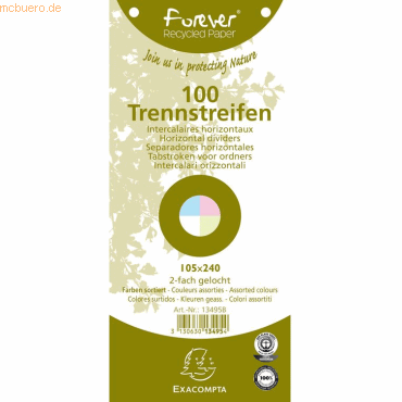 3130630134954 - Trennstreifen 13495B farbig sortiert 190g gelocht 24x105cm  3130630134954 100 Stück