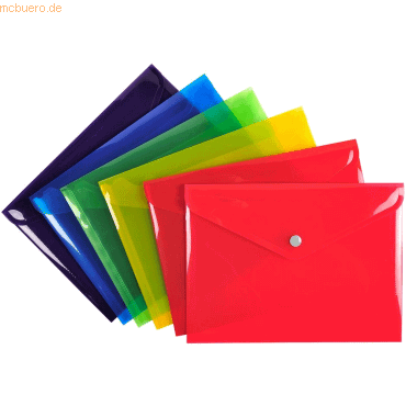 3130630344407 - 30 x Dokumententasche mit Druckknopf A5 farbig sortiert