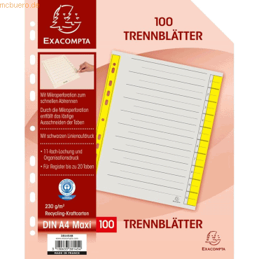 3130633381454 - Trennblätter 381454B A4 chamois gelb 230g Karton 31306333814