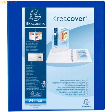3130630518235 - 10 x Präsentationsringbuch Kreacover A4 40mm 2 Ringe blau