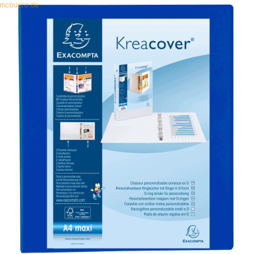 3130637518467 - 10 x Präsentationsringbuch Kreacover A4+ 25mm 4 Ringe blau