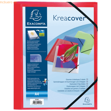 3130630551850 - Eckspannmappe Kreacover A4 PP 500my transparent rot