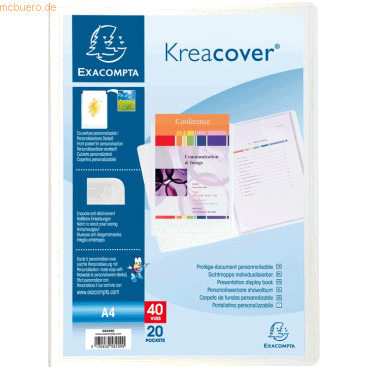 Exacompta Sichtbuch Kreacover A4 20 Hüllen weiß