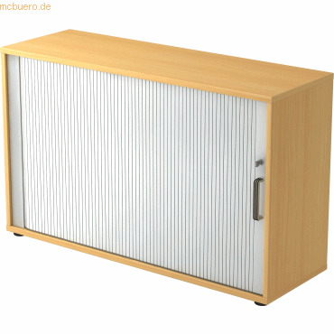 mcbuero.de Rolladenschrank 2 OH BxTxH 120x40x74,8cm Griff SG Buche/Sil