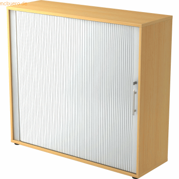 4032062151631 - Rollladenschrank Melaminharzbeschichtete Spanplatte 2 Fachböden abschließbar 1200 x 400 x 1100 mm Braun Silber