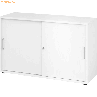 4032062184981 - Schiebetürschrank Breno abschließbar Spanplatte melaminharzbeschichtet B 1200 x T 400 x H 748 mm 2 Ordnerhöhen weiß weiß