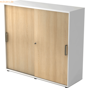 4032062166239 - HAMMERBACHER Schiebetürenschrank Haziender V1753S W E SG weiß eiche 2 Fachböden 1200 x 400 x 1100 cm