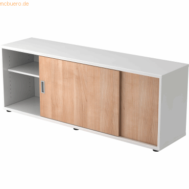 mcbuero.de Sideboard 160x40x59,6cm weiß/Nussbaum