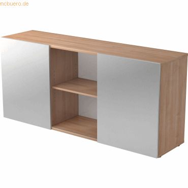 4032062140260 - Schiebetürenschrank Spanplatte 1 Fachboden 1600 x 420 x 748 mm Walnuss Braun Silber